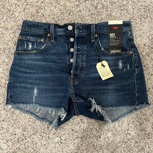 NWT Levi Strauss 501 High-Rise Button-fly Distressed Shorts, Size 30